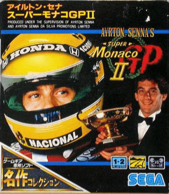 Ayrton Senna's Super Monaco GP II box art for Sega Game Gear